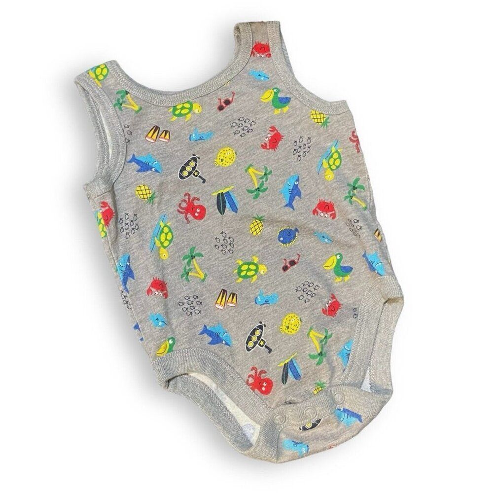 Garanimals Tank Top Bodysuit Baby Boy 0-3 Months Ocean Sea Life Novelty Print